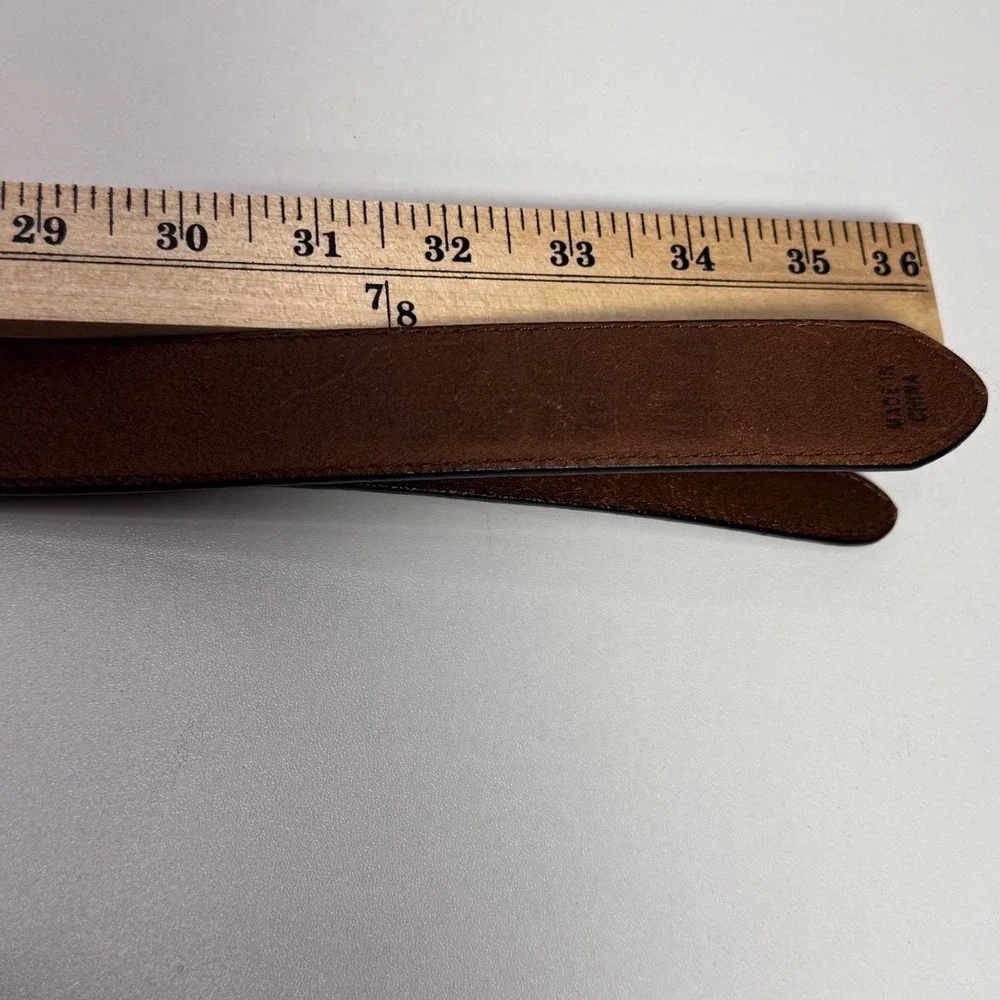 Mens Brown Top Grain Leather Belt Silver Buckle‎